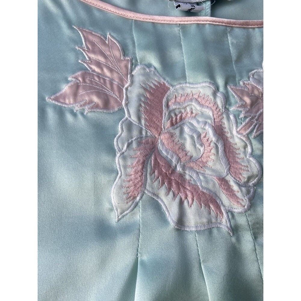 Natori Satin Nightgown Embroidered Floral Short Sleeve Women’s L Saks Fifth - Picture 12 of 13